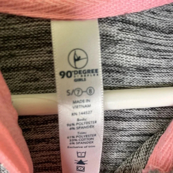 90 DEGREES EUC GIRLS ZIP TOP JACKET SWEATSHIRT HOODIE SHIRT GRAY HOOD SIZE 7 8 - Picture 2 of 5